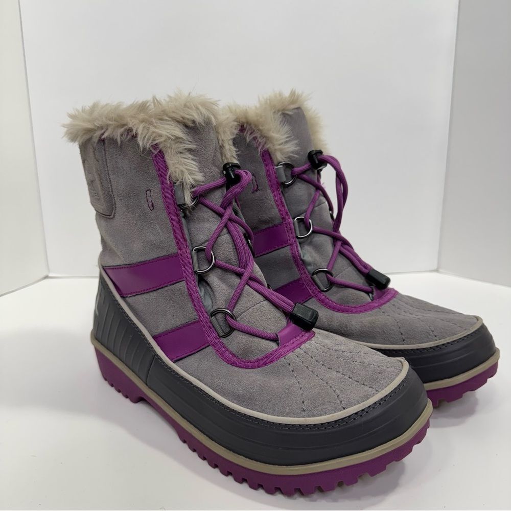 Sorel Gray Purple Winter Boots Cozy Waterproof Snow Winter Hiker Gorpcore
